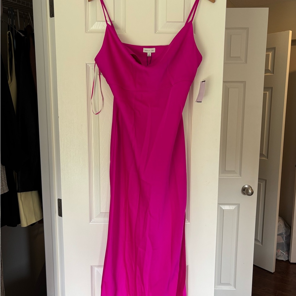 Elegant Pink Spaghetti Strap Dress